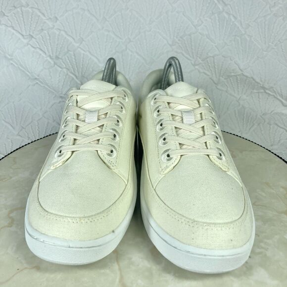 Allbirds Canvas Pacers Walking Sneakers 9 Cream Lace Up Low Top Casual Shoe NEW - Picture 3 of 14